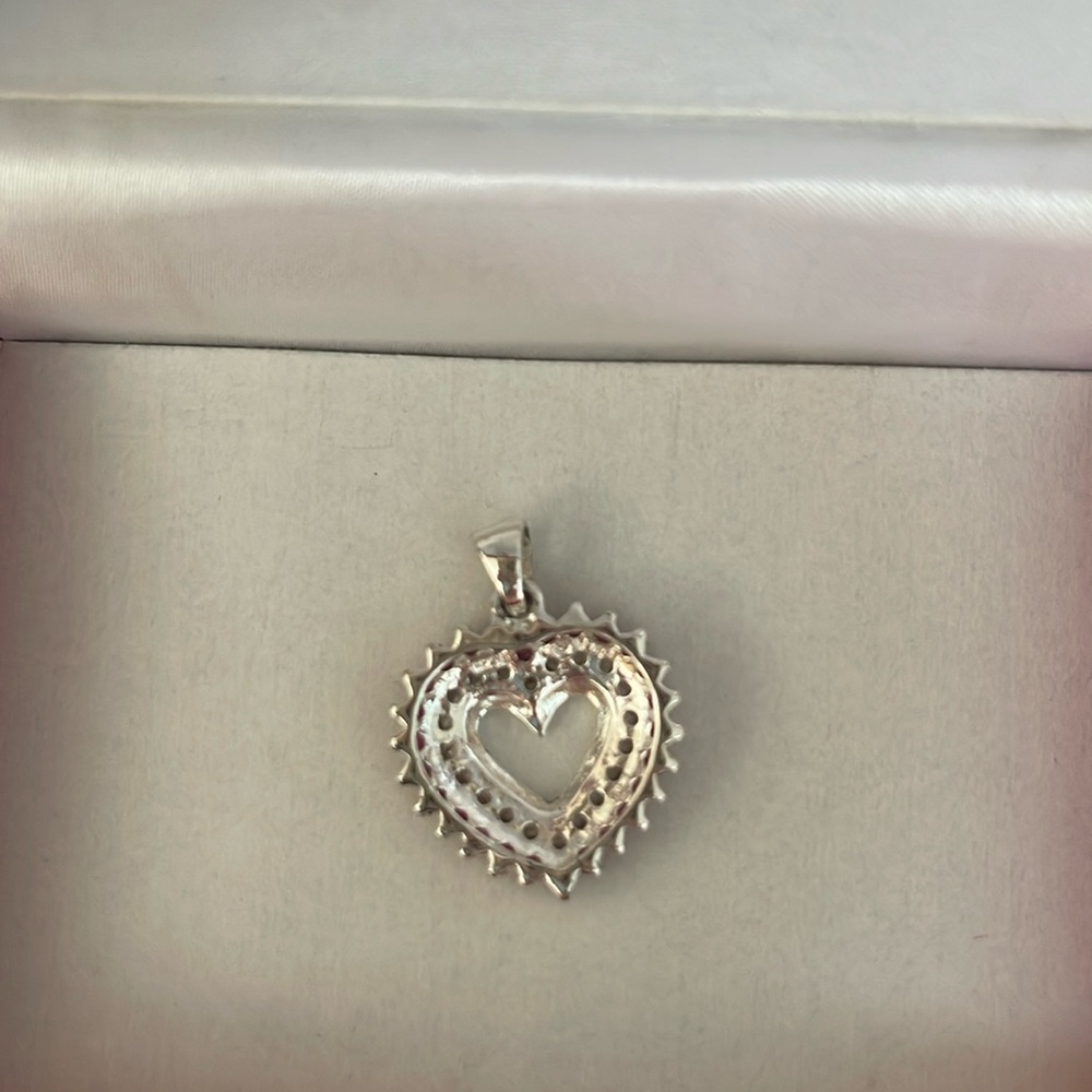 Genuine Ruby/CZ Heart Slider Pendant - Picture 8 of 11